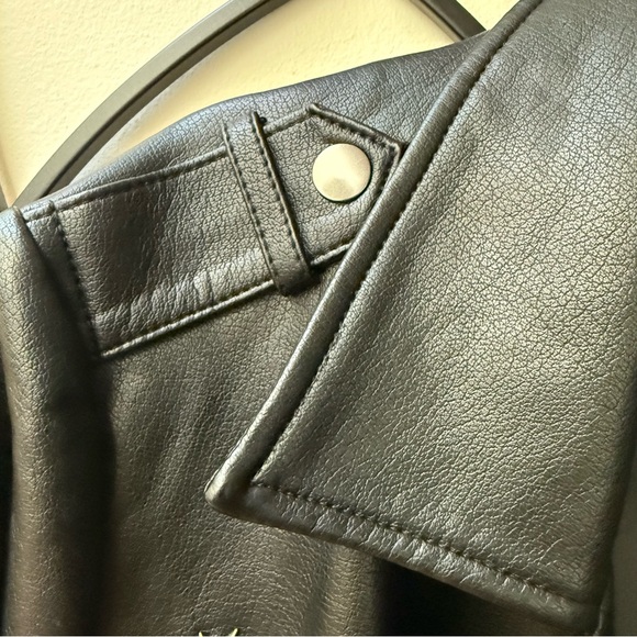 Long Tall Sally Black Faux Leather Jacket with Star Details - Picture 5 of 10